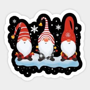 Buffalo Plaid Santa Gnomes Garden Merry Christmas Sticker